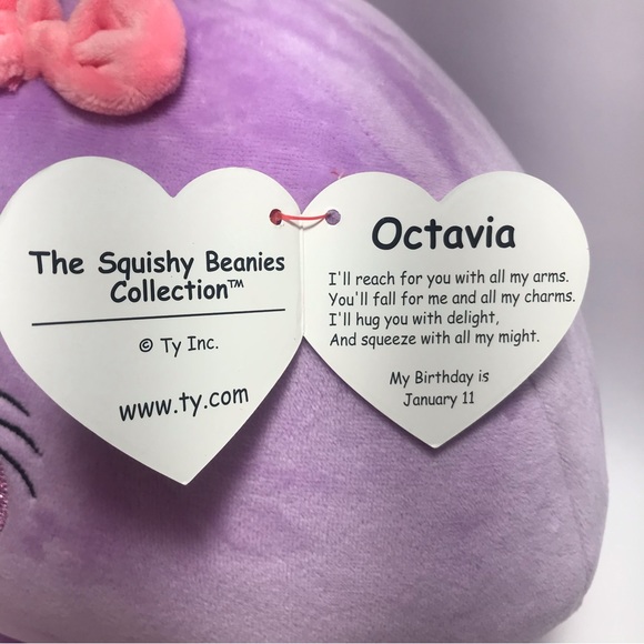 Ty Purple Plush Stuffed Animal Octavia Octopus Squishy Beanie 10" - Picture 11 of 12